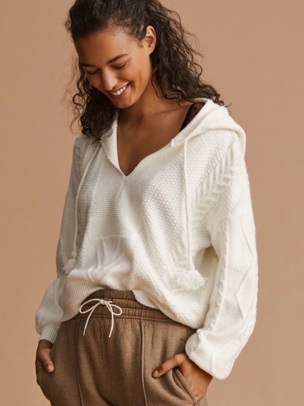 Cable Knit Sweater Hoodie